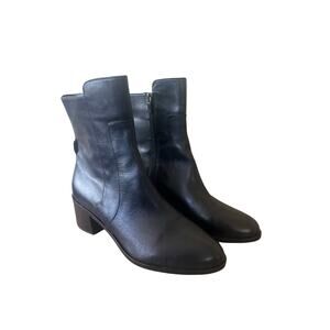 Via Spiga Boots Women's Size 9 Black Leather Block Heel Classic Booties